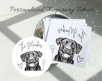 Personalized Pet Wedding Temporary Tattoos Bulk Wedding Favor Custom Tattoos for Unique Wedding Table Activity  Funny Party Favor