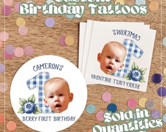 Custom Tattoos for Berry First Birthday Personalized Temporary Tattoos Bulk Party Favor Blueberry 1st Bday Gift Party Activity