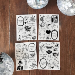 Til Death Do We Party Custom Tattoos for Unique Wedding Favors Personalized Temporary Tattoos Skeleton Wedding Tattoo Bridal Shower Activity