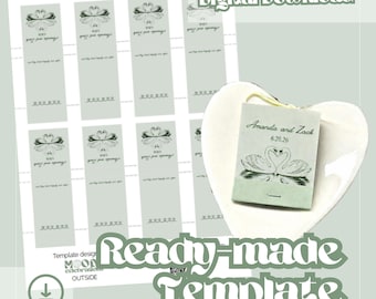 Custom Vintage Swan Matchbook Template for Canva, Drag and Drop Digital Download to Make Your Own Party Favors