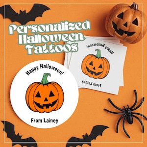 Pumpkin Personalized Temporary Tattoo Halloween Class Gift Trick or Treat Halloween Bulk Party Favor Custom Flash Tattoo Spooky Season Gift