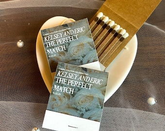 Custom Matchbooks for Bulk Wedding Favors, Matchboxes Personalized with Matches, White Roses Classic Wedding Announcement Unique Guest Favor