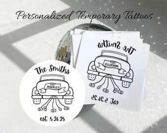 Personalized Just Married Wedding Temporary Tattoos Bulk Wedding Favor Custom Tattoos for Unique Wedding Table Activity Classic Party Favor