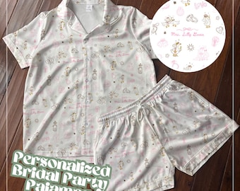 Silly Goose Personalized Bridal Party Pajamas Bride PJ Set for Wedding Day Gift Getting Ready Set Bachelorette Loungewear Outfit