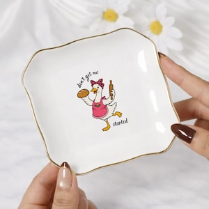 Silly Goose Sourdough Ring Dish Gift, Funny Engagement Birthday Keepsake Don't Get Me Started Jewelry Tray