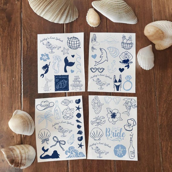 Last Splash Custom Bachelorette Tattoos Personalized Temporary Tattoos Mermaid Bride Gift Beach Bachelorette Party Favors