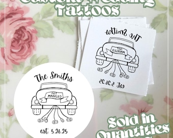 Personalized Just Married Wedding Temporary Tattoos Bulk Wedding Favor Custom Tattoos for Unique Wedding Table Activity Classic Party Favor
