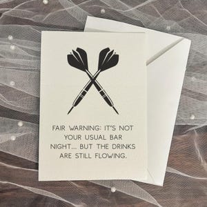 Groomsmen Proposal Card for Best Man and Groomsman, Custom Wedding Detail Card Funny Dart League Bar Games Watercolor Notecard Bridal Party