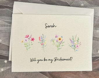 Bridesmaid Proposal Card Custom Wedding Details Card Pastel Floral Bouquet Personalized Notecard for Proposal Box Bridal Party Gifts