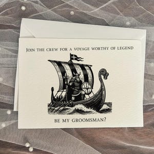 Groomsmen Proposal Card for Best Man and Groomsman, Custom Wedding Detail Card Funny Viking Ship Watercolor Notecard Bridal Party