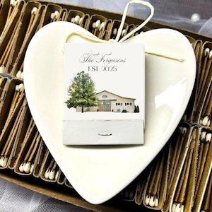 Custom Venue Watercolor Matchbooks for Bulk Wedding Favors, Bridal Shower Favors for Guests, Painted Matchboxes Personalized with Matches