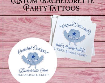 Coastal Cowgirl Bachelorette Club Personalized Temporary Tattoos Bachelorette Party Favors Custom Flash Tattoos for Bride to Be