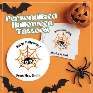 Spider Web Personalized Temporary Tattoo Halloween Class Gift Trick or Treat Halloween Bulk Party Favor Custom Flash Tattoo Non Candy Treat