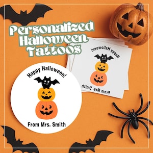 Jack-o-lantern Personalized Temporary Tattoo Halloween Class Gift Trick or Treat Halloween Bulk Party Favor Custom Flash Tattoo