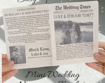 Mini Wedding Newspaper Digital Download Printable Folded Wedding Ceremony Program Template Editable Seating Chart Wedding Day Timeline