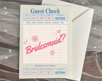 Guest Check Bridesmaid or Maid of Honor Proposal Card Fun Pink and Blue Custom Wedding Details Card for Proposal Box Bridal Day of Gift