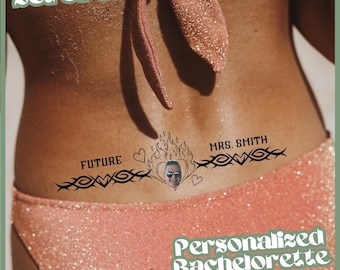 Personalized Bachelorette Tattoos Lower Back Custom Temporary Tattoos Funny Bach Party Favors Flash Tattoos