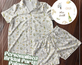 Italy Wedding Personalized Bridal Party Pajamas Destination Bride PJ Set for Bridesmaid Wedding Day Getting Ready Set Engagement Gift