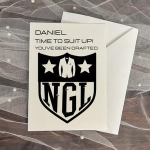 Groomsmen Proposal Card for Best Man and Groomsman, Custom Wedding Detail Card, Funny Football Sports Draft Watercolor Notecard Bridal Party