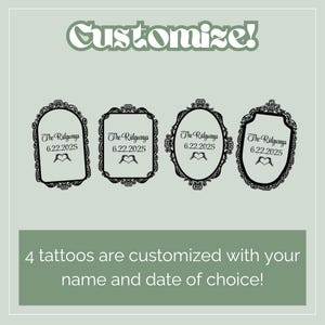 Til Death Do We Party Custom Tattoos for Unique Wedding Favors Personalized Temporary Tattoos Skeleton Wedding Tattoo Bridal Shower Activity image 4