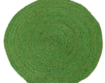 Handmade Green Jute Round Rug: Rustic Home Decor