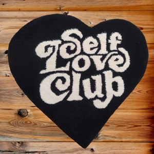Self Love Club Handmade Tufted Rug Black Heart Shaped Love Rug for ...