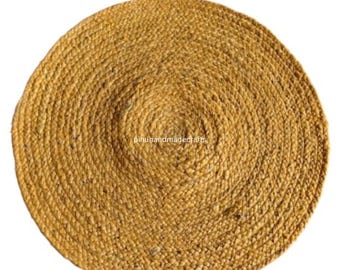 Hand Braided Round Jute Rug: Custom Size, Home Decor