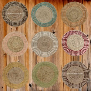 Hand Braided Round Jute Rug: Custom Size Indoor Outdoor Decor