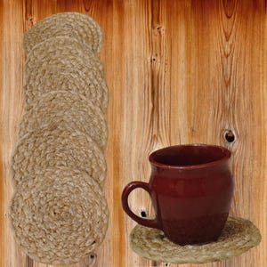 Handmade Jute Coaster Set: Round Golden Dining Table Decor
