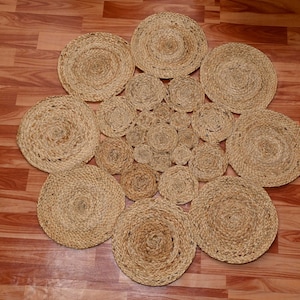 Hand Braided Round Jute Rug: Custom Size, Natural Home Decor