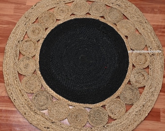 Hand Braided Black Jute Rug: Round Area Rug