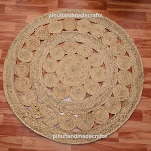 Hand Braided Round Jute Rug: Custom Size, Natural Fiber