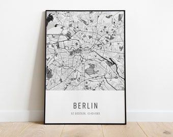 Poster city map Berlin | round | Poster with city and coordinates | Gift | Wallart | Berlin | Print yourself | Instant download