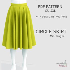 Full circle skirt/Midi skirt sewing pattern /17sizes 0-32/instant download