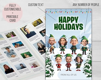 Editable Group Christmas Card - Instant download, e-sign great for remote teams & same day printing! Unlimited faces, 8.5x11 photo printable
