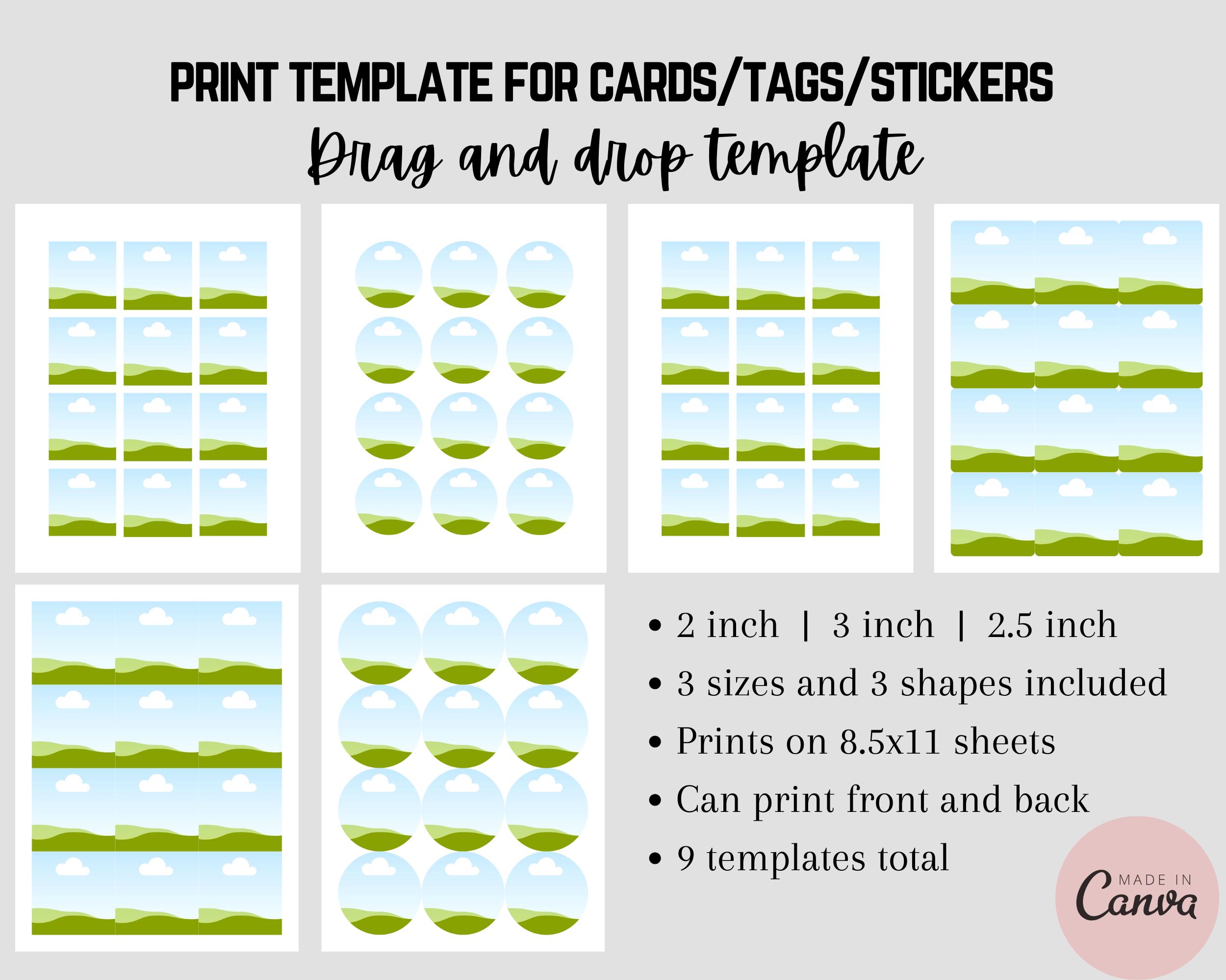 Round and Square and Round Edge Print Template for 2 , 2.5 , and 3 Inch ...
