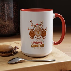 Merry Christmas Reindeer Coffee Mug, Christmas Gift, Holiday Decor, Cute Animal Mug, Coffee Cup