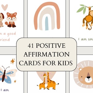 Printable Affirmation Cards for Kids, Kids Motivational Cards, Mindfulness Encouragement, Kids Room Decor, Children's Therapy, Montessori