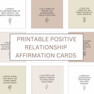 Printable Positive Relationship Affirmation Cards, Healthy Communication, Intimacy, Couples Counseling, Marriage Therapy