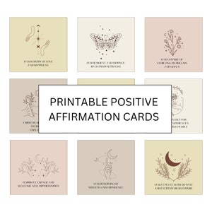 Printable Positive Affirmation Cards, Digital Self Love Cards, Meditation Quotes, Mindfulness, Motivational Mantras, Self Care, Therapy Help