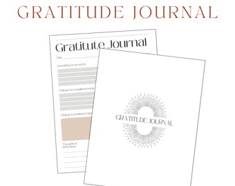 毎日の感謝日記、印刷可能な PDF 日記、マインドフルネスのプロンプト、不安、感情の健康、精神的な旅、セルフケア、豊かさ