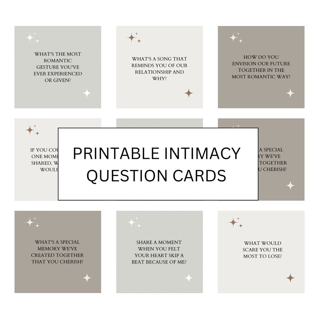 Printable Intimacy Card Game, Couples Games, Date Night Question Cards