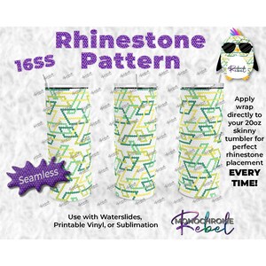 Plantilla de vaso con eslabones entrelazados en amarillo y verde sobre blanco con patrón de diamantes de imitación, sin costuras, digital, de 20 oz, delgada, recta, PNG, sublimación, 16 SS