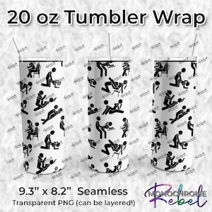 Sexy Stick Figures Schwarz Nahtlose Tumbler Wrap Digitales Design Transparent PNG 20 Unzen Skinny Straight Sublimation Vinyl