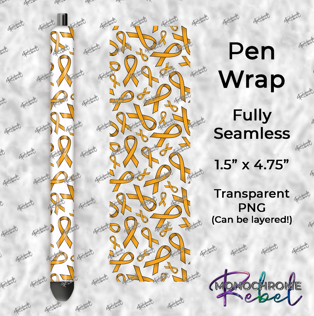 Appendix Cancer Amber Yellow Ribbon Seamless Transparent Pen Wrap ...