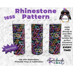 Enlaces entrelazados de arco iris Vaso negro Plantilla de patrón de pedrería Envoltura digital sin costuras 20 oz Flaco Recto PNG Sublimación 16SS