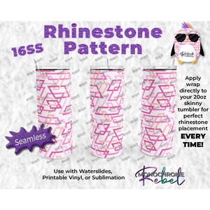 Plantilla de patrón de diamantes de imitación para vaso con eslabones entrelazados en rosa sobre blanco, sin costuras, digital, 20 oz, delgada, recta, PNG, sublimación, 16 SS