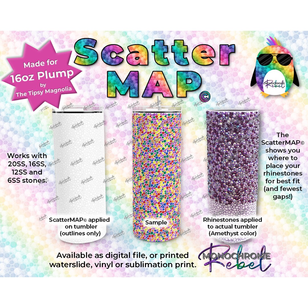 Scattermap Outlines Rhinestone Tumbler Scatter Sprinkle Method Bling