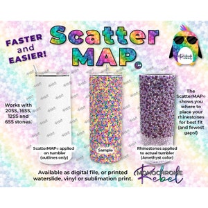 ScatterKarte Umrisse Strass Tumbler Scatter Sprinkle Methode Bling Template Pattern Guide Wrap 20oz Skinny 20SS 16SS 12SS 6SS