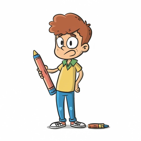 Cartoon Boy with Pencil SVG, Cute Student Character Clipart, Digital Download, Kids Illustration, Craft Projects, Scrapbooking Image